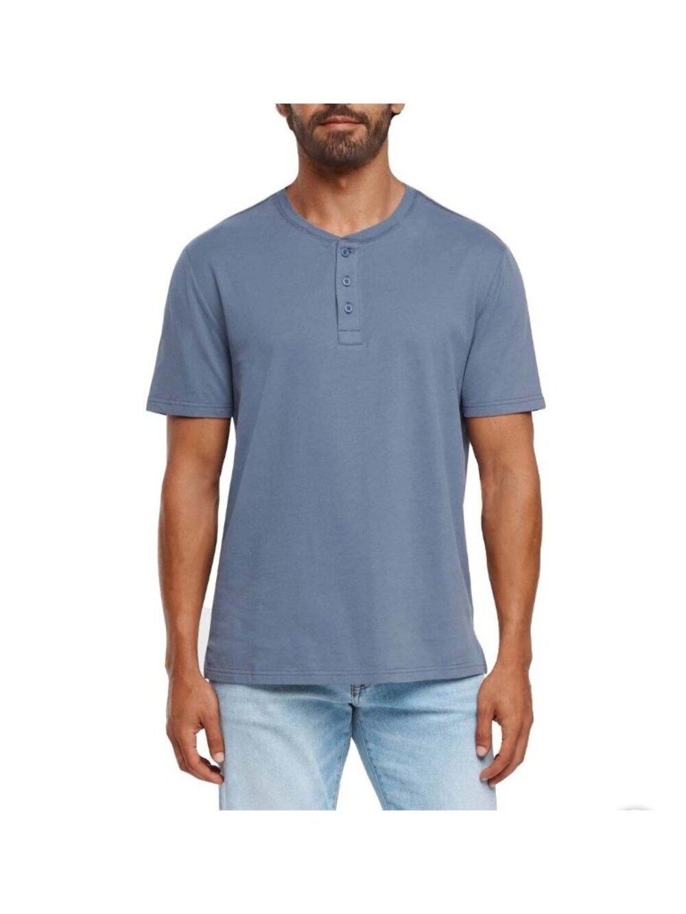 NWT Gap Men's S Short Sleeve Henley Shirt 100% Cotton Light Blue